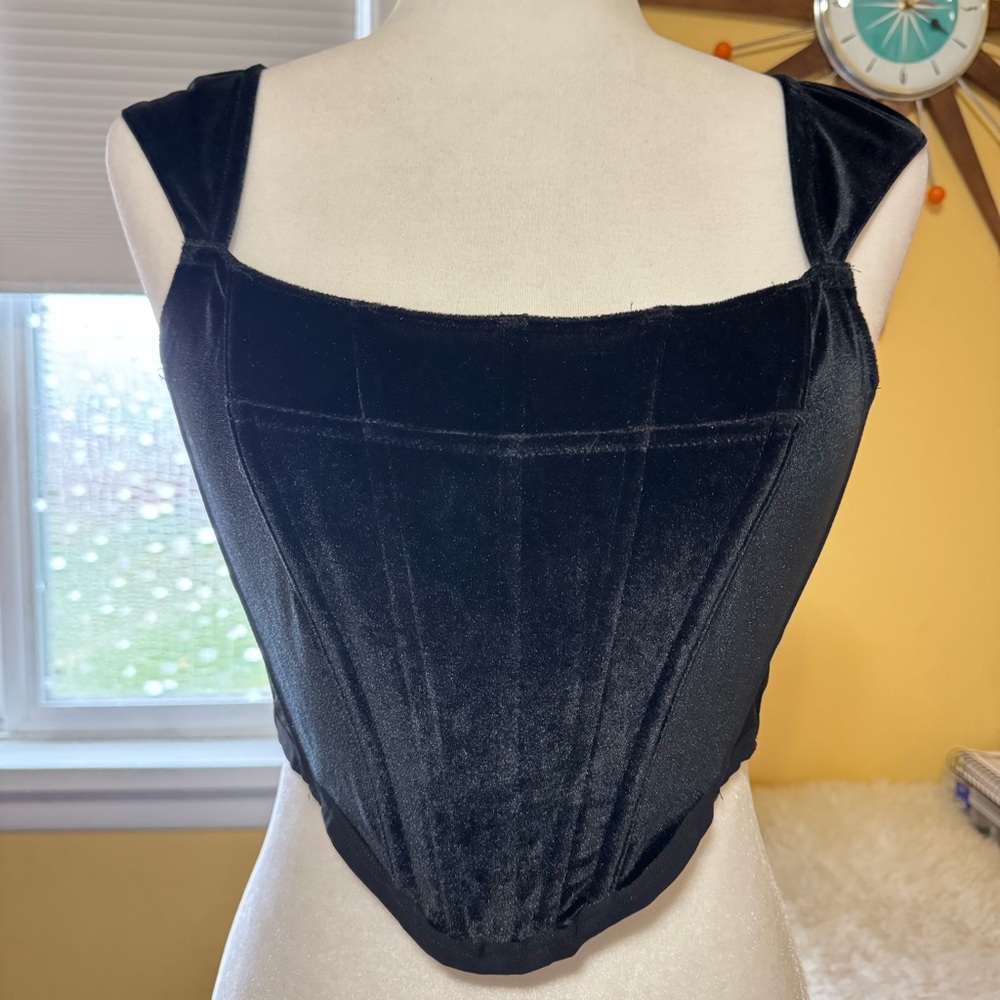 Victoria's Secret Black Velvet Bustier Corset Top